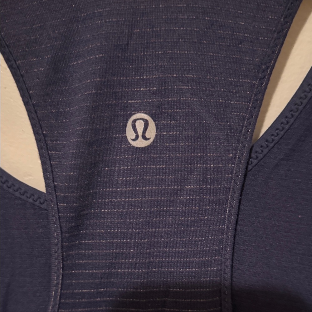 lululemon athletica Navy Pin-Striped Racerback Tank Top 4 - Picture 4 of 5